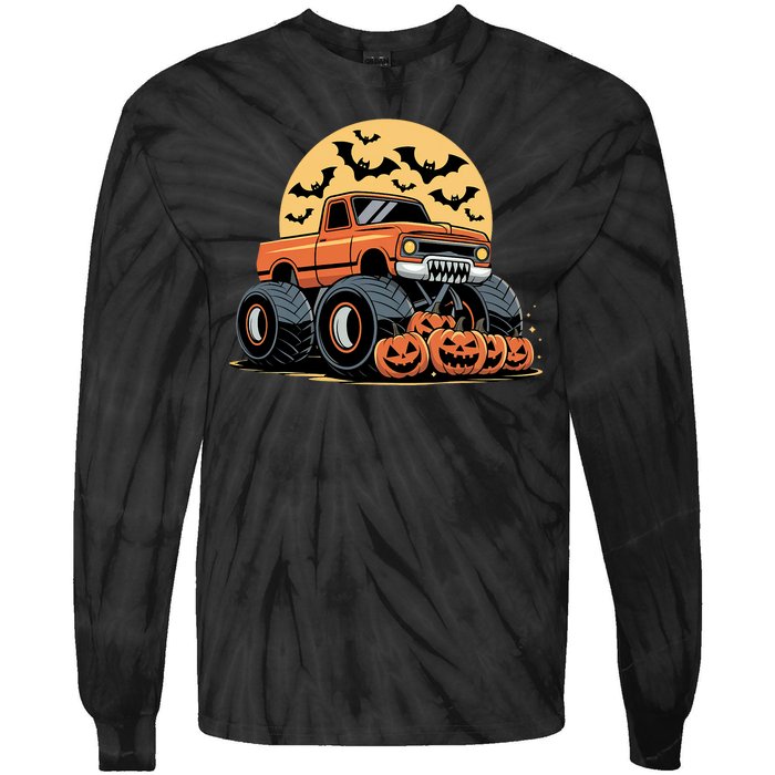 Halloween Shirts Monster Truck Pumpkins Tie-Dye Long Sleeve Shirt