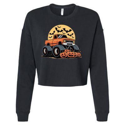 Halloween Shirts Monster Truck Pumpkins Cropped Pullover Crew