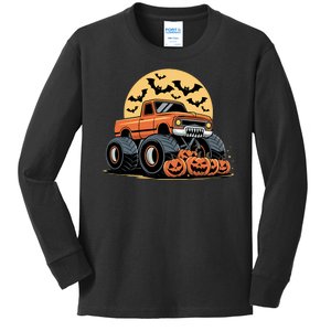 Halloween Shirts Monster Truck Pumpkins Kids Long Sleeve Shirt