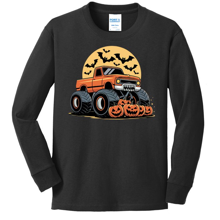 Halloween Shirts Monster Truck Pumpkins Kids Long Sleeve Shirt