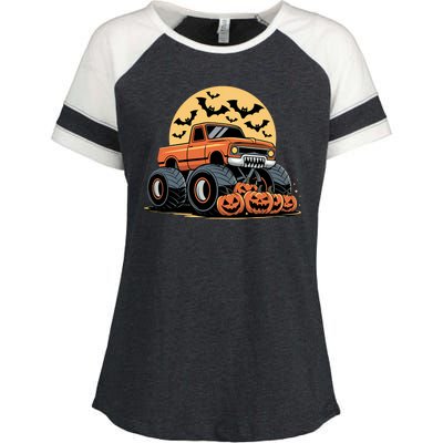 Halloween Shirts Monster Truck Pumpkins Enza Ladies Jersey Colorblock Tee