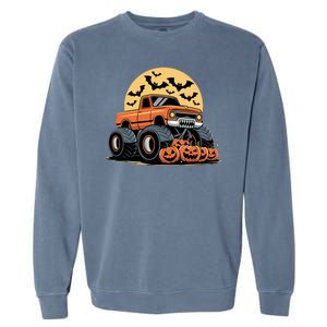 Halloween Shirts Monster Truck Pumpkins Garment-Dyed Sweatshirt