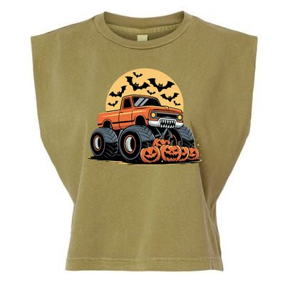 Halloween Shirts Monster Truck Pumpkins Garment-Dyed Women's Muscle Tee