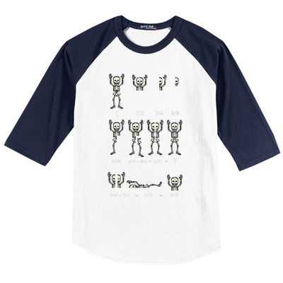 Halloween Skeleton Math Fraction Baseball Sleeve Shirt