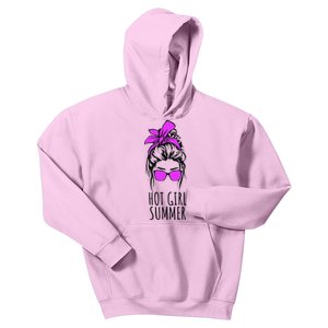 Hot Summer Messy Bun Sunglasses Purple Gift Kids Hoodie