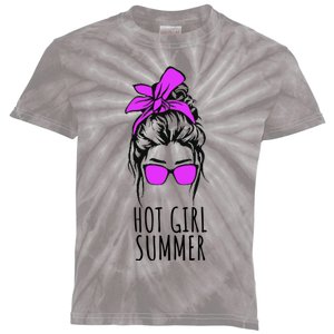 Hot Summer Messy Bun Sunglasses Purple Gift Kids Tie-Dye T-Shirt