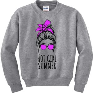 Hot Summer Messy Bun Sunglasses Purple Gift Kids Sweatshirt