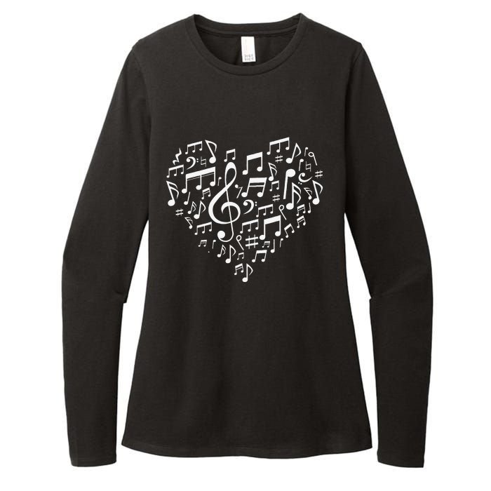 Heart Shape Musical Notes Music Lovers Valentines Womens CVC Long Sleeve Shirt