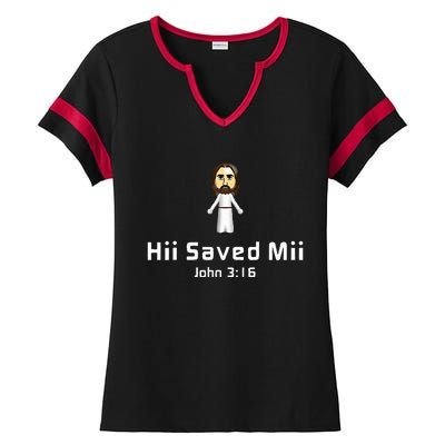 Hii Saved Mii John 316 Jesus Ladies Halftime Notch Neck Tee