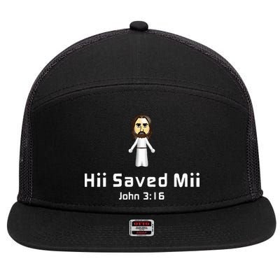 Hii Saved Mii John 316 Jesus 7 Panel Mesh Trucker Snapback Hat