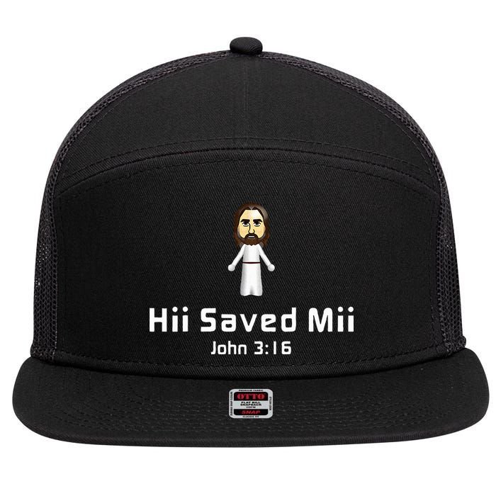 Hii Saved Mii John 316 Jesus 7 Panel Mesh Trucker Snapback Hat