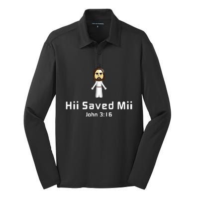 Hii Saved Mii John 316 Jesus Silk Touch Performance Long Sleeve Polo