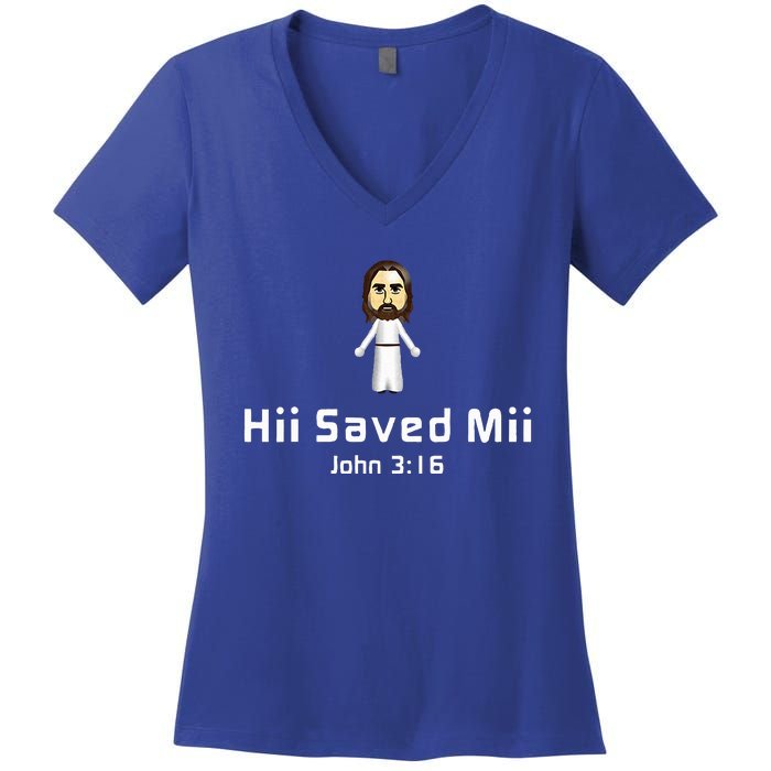 Hii Saved Mii John 316 Jesus Women's V-Neck T-Shirt