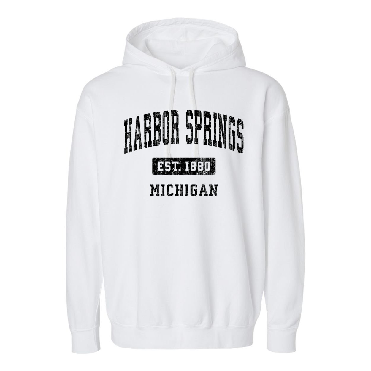 Harbor Springs Michigan Mi Vintage Established Athletic Sports Design Garment-Dyed Fleece Hoodie