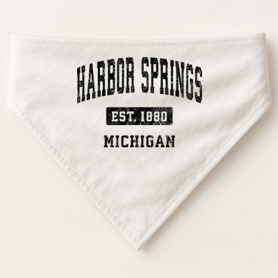Harbor Springs Michigan Mi Vintage Established Athletic Sports Design USA-Made Doggie Bandana