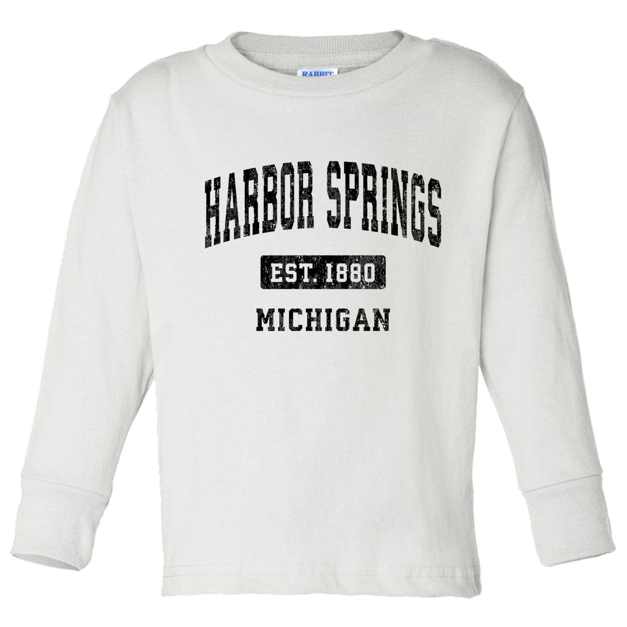 Harbor Springs Michigan Mi Vintage Established Athletic Sports Design Toddler Long Sleeve Shirt