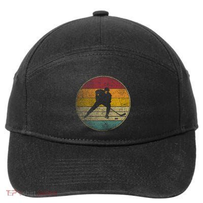 Hockey Stick Mask Puck Ice Vintage Retro 70s 80s 90s Gift 7-Panel Snapback Hat