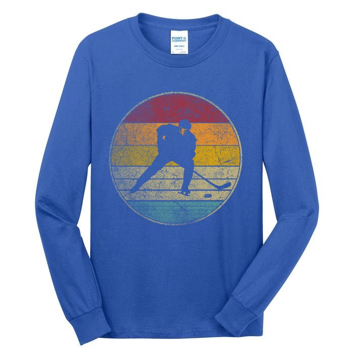 Hockey Stick Mask Puck Ice Vintage Retro 70s 80s 90s Gift Tall Long Sleeve T-Shirt