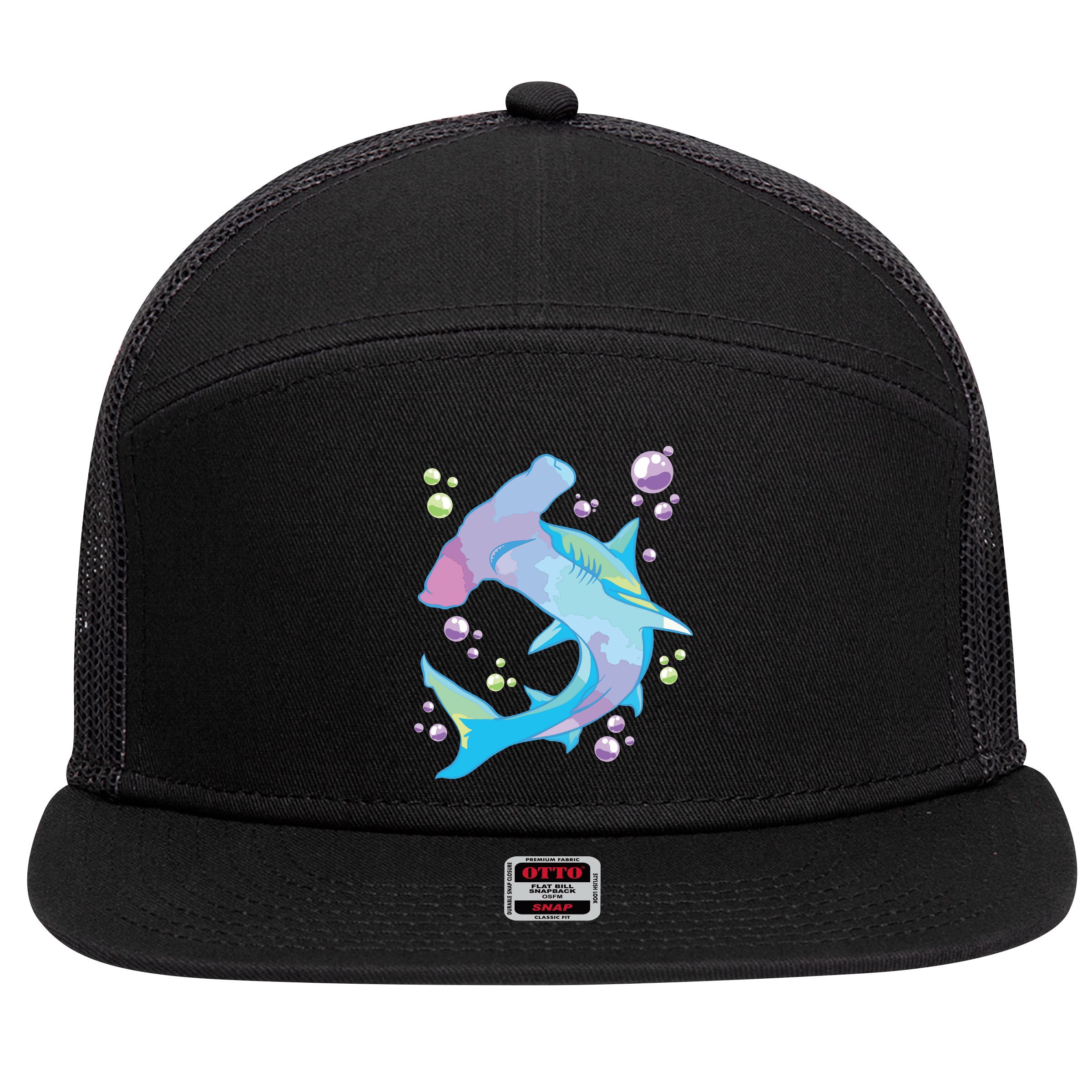 Hammerhead Shark Marine Life Gift For 7 Panel Mesh Trucker Snapback Hat
