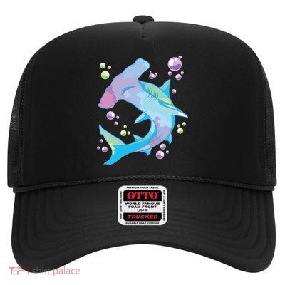 Hammerhead Shark Marine Life Gift For High Crown Mesh Back Trucker Hat