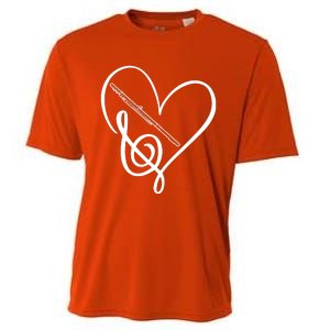 Heart Sheet Music Clef Transverse Flute Cooling Performance Crew T-Shirt