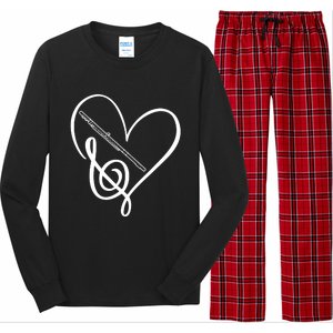 Heart Sheet Music Clef Transverse Flute Long Sleeve Pajama Set