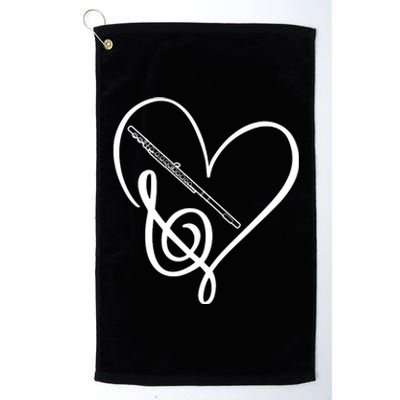 Heart Sheet Music Clef Transverse Flute Platinum Collection Golf Towel