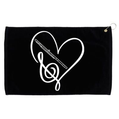 Heart Sheet Music Clef Transverse Flute Grommeted Golf Towel