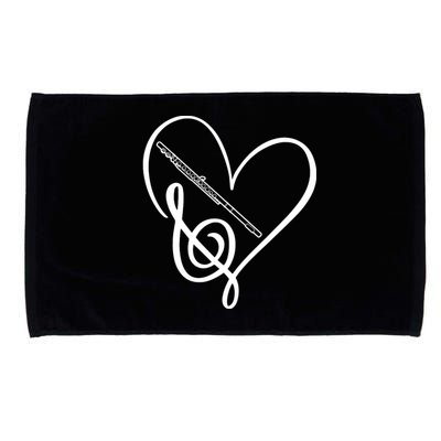 Heart Sheet Music Clef Transverse Flute Microfiber Hand Towel