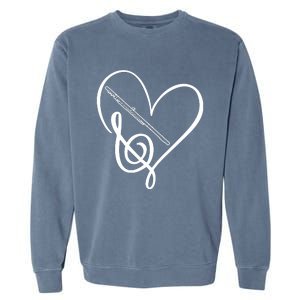 Heart Sheet Music Clef Transverse Flute Garment-Dyed Sweatshirt