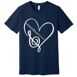 Heart Sheet Music Clef Transverse Flute Premium T-Shirt