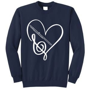 Heart Sheet Music Clef Transverse Flute Tall Sweatshirt