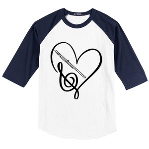 Heart Sheet Music Clef Transverse Flute Baseball Sleeve Shirt