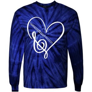 Heart Sheet Music Clef Transverse Flute Tie-Dye Long Sleeve Shirt