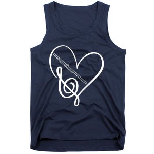 Heart Sheet Music Clef Transverse Flute Tank Top