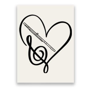 Heart Sheet Music Clef Transverse Flute Poster