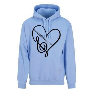 Heart Sheet Music Clef Transverse Flute Unisex Surf Hoodie