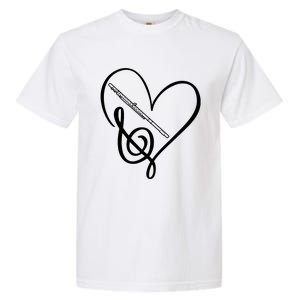 Heart Sheet Music Clef Transverse Flute Garment-Dyed Heavyweight T-Shirt