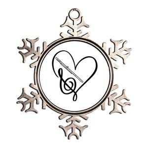 Heart Sheet Music Clef Transverse Flute Metallic Star Ornament