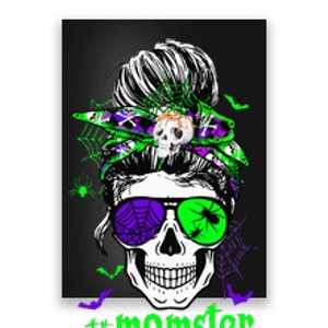 Halloween Skull Momster Costume Messy Hair Bun Outfit Poster