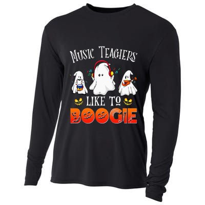 Halloween School Marching Band Music Teachers Like To Boogie Cooling Performance Long Sleeve Crew