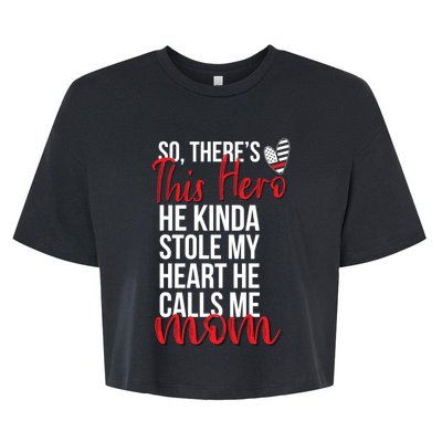 He Stole My Heart Firefighter Mom Of A Fire Gift Bella+Canvas Jersey Crop Tee