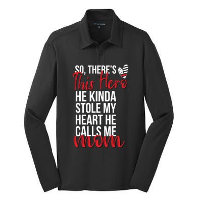 He Stole My Heart Firefighter Mom Of A Fire Gift Silk Touch Performance Long Sleeve Polo