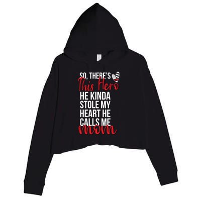 He Stole My Heart Firefighter Mom Of A Fire Gift Crop Fleece Hoodie