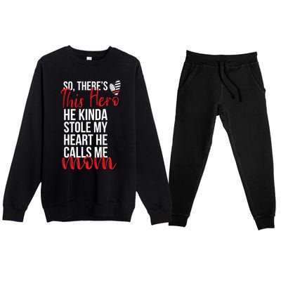 He Stole My Heart Firefighter Mom Of A Fire Gift Premium Crewneck Sweatsuit Set