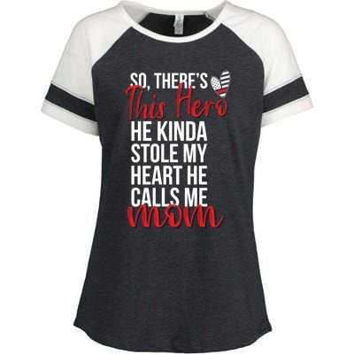 He Stole My Heart Firefighter Mom Of A Fire Gift Enza Ladies Jersey Colorblock Tee