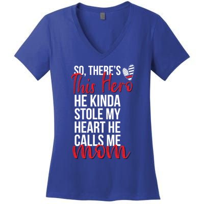 He Stole My Heart Firefighter Mom Of A Fire Gift Women's V-Neck T-Shirt