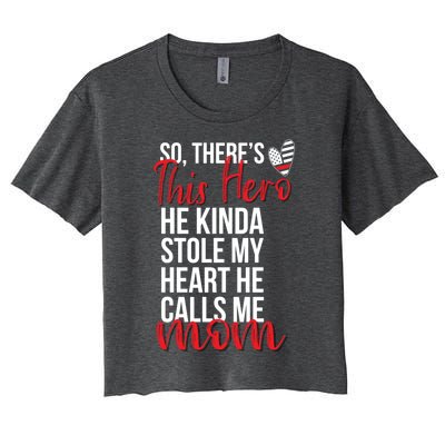 He Stole My Heart Firefighter Mom Of A Fire Gift Women's Crop Top Tee