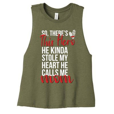 He Stole My Heart Firefighter Mom Of A Fire Gift Women's Racerback Cropped Tank