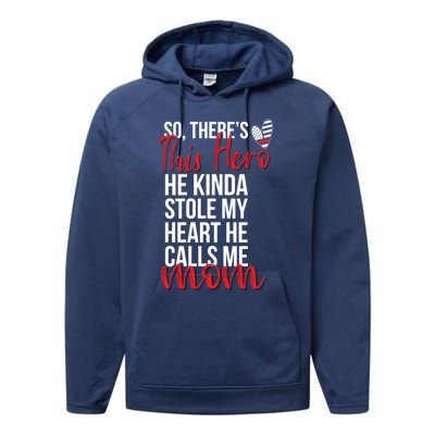 He Stole My Heart Firefighter Mom Of A Fire Gift Performance Fleece Hoodie